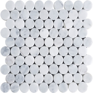 Rupia Rounds Mosaic Tile 12" x 12" - Carrara