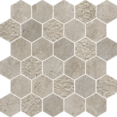 Pietra d'Orvieto Esagona Mosaic Tile 11" x 11.5" - Cenere