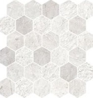 Pietra d'Orvieto Esagona Mosaic Tile 11" x 11.5" - Bianco