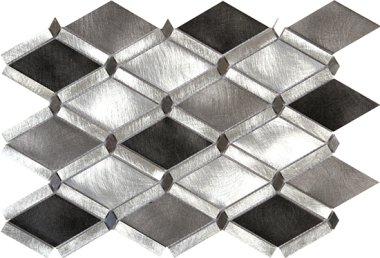 Aluminum Diamond Mosaic Blend Tile 11.8" x 11.29" - Silver Blend