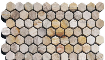 Neolith Petrified Wood Hexagon Mosaic Tile 11.13