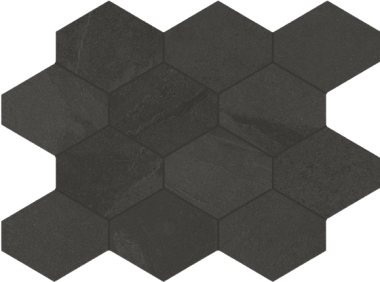 Brazilian Slate (Porcelain Tile) 3" Hexagonal tile 10" x 13" - Rail Black