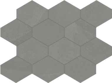 Brazilian Slate (Porcelain Tile) 3" Hexagonal tile 10" x 13" - Silk Grey