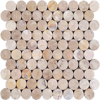 Rupia Rounds Mosaic Tile 12" x 12" - Cappuccino