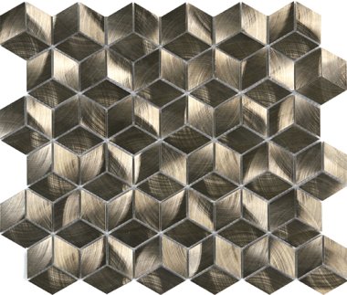 Aluminum Diamond Cube Mosaic Tile 12.6" x 10.9" - Bronze