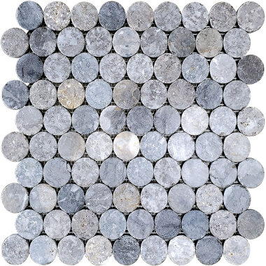 Rupia Rounds Mosaic Tile 12" x 12" - Light Grey