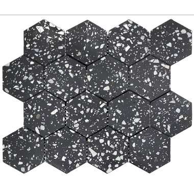 Esagono Hexagon Mosaic Tile 10.25" x 11.85" - Esagono Black