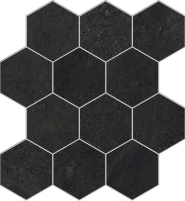 Nuances Hexagon Mosaic Tile 12" x 13" - Anthracite