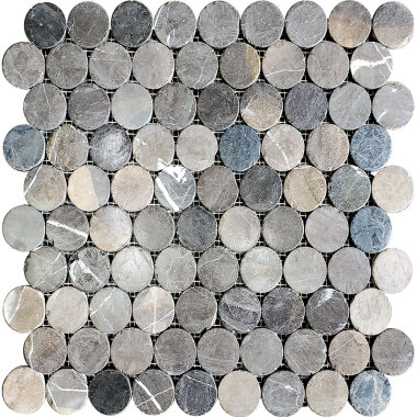 Rupia Rounds Mosaic Tile 12" x 12" - Dark Grey