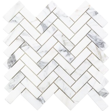 Calacatta Herringbone Marble Look Tile 11.87" x 13.44" - Calacatta