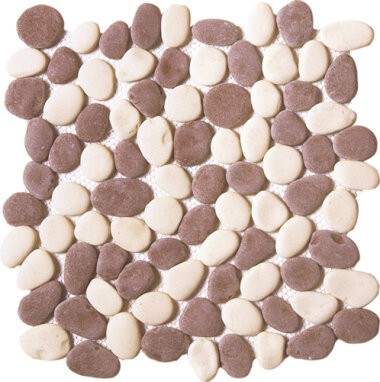 Pebble Reconstituted Interlocking 12" x 12" - Mix White/Brown