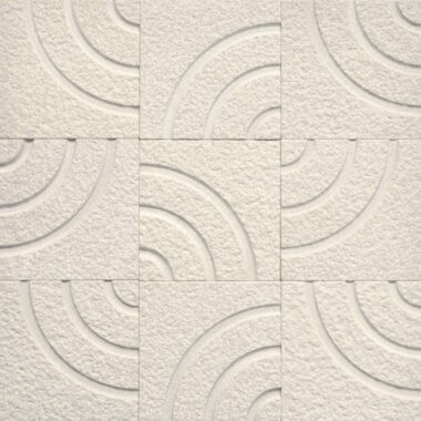 Stone Marble Look Tile Sandstone Circle Design 4" x 4" - Sand Blasted Beige