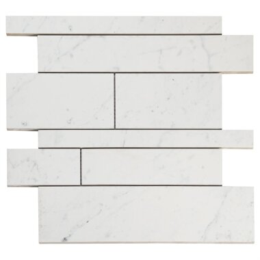 Lithe Railroad Mosaic Marble Look Tile 11.41" x 11.69" - Carrara Giola