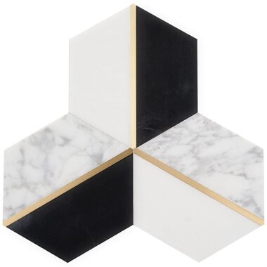 Carraway Hexagon Marble Look Tile 10" x 12" - Nero White