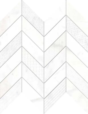 Concert Chevron Mosaic Marble Look Tile 12" x 12" - White