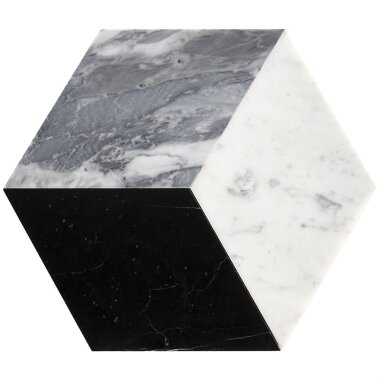 Pari Grigio Decor Marble Look Tile 8" x 9.21" - Black Carrara and Bardiglio