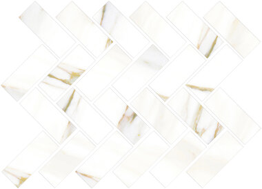 Cava Herringbone Mosaic Marble Look Tile 12.2" x 9.6" - Bianco Satin