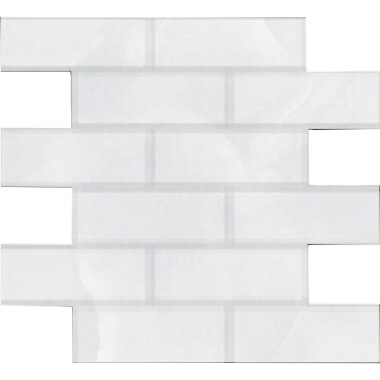 Gemma Brick Mosaic Marble Look Tile "Honed" 12" x 12" - White Onyx