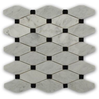 Stella Decor Marble Look Tile 11.88" x 13" - White Carrara with Black Dot