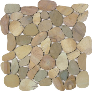 Pebble Sliced Matte Interlocking 12" x 12" - Mix Golden