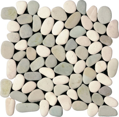 Pebble Rectified Matte Interlocking 12" x 12" - Mix White/Green