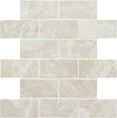 Mirasol Marble Look Tile Brick Joint Mosaic 2" x 4" - Silver Marble