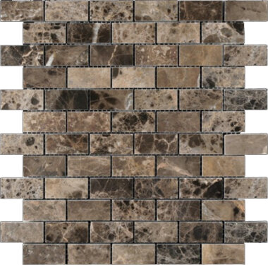 Emperador Dark Line Mosaic 1" x 2" - Emperador Dark