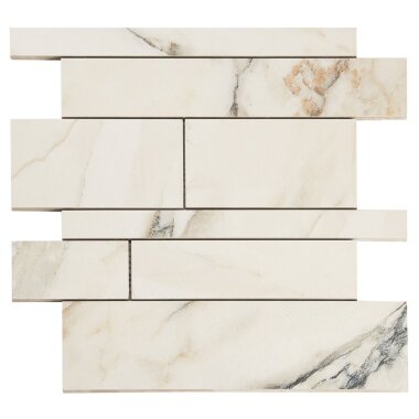 Lithe Railroad Mosaic Marble Look Tile 11.41" x 11.69" - Calacatta Rustic