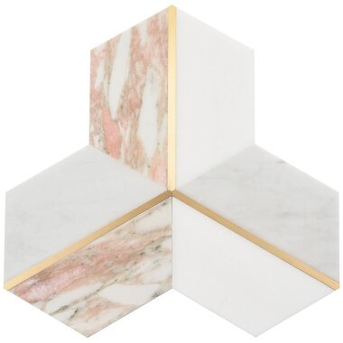 Carraway Hexagon Marble Look Tile 10" x 12" - Rosa