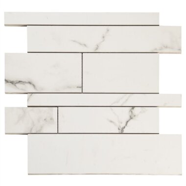 Lithe Railroad Mosaic Marble Look Tile 11.41" x 11.69" - Statuario Venato