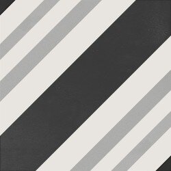 Anthology Smalta Geometric Deco Tile 8" x 8" - Black & White