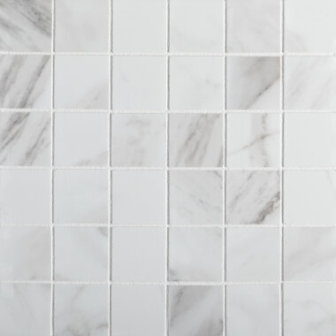 Dante 2" x 2" Mosaic Marble Look Tile 12" x 12" - Blanco Matte