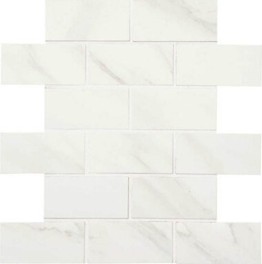 Mirasol Marble Look Tile Brick Joint Mosaic 2" x 4" - Bianco Carrara