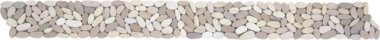 Pebble Sliced Matte Interlocking Border 4" x 12" - Mix White/Beige