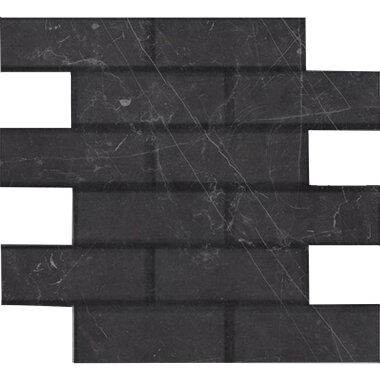 Gemma Brick Mosaic Marble Look Tile "Honed" 12" x 12" - Night