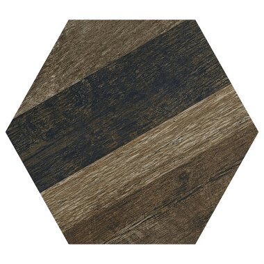 Barnard Hexagon Wood Look Porcelain Tile 8" x 9" - Brown