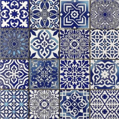 Bati Orient Cement Tile Patchwork Square 11.8" x 11.8" - Blue