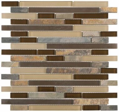 Slate Tile Glass Baguette 11.6" x 12" - Beige Brown