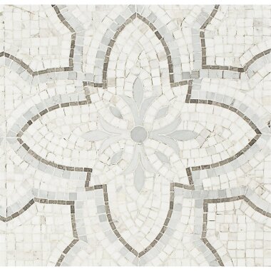 Floral Decor Marble Look Tile 12" x 12" - Bianco and Grigio