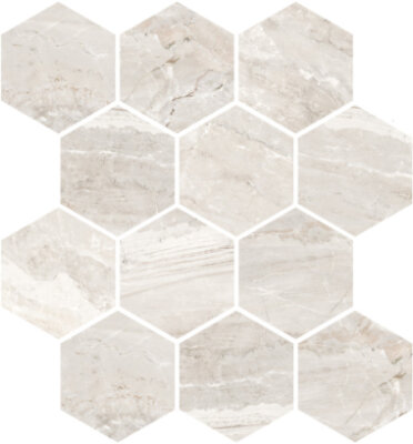 Marbles Hexagon Mosaic Tile "Polished" 9" x 11" - Oniciata Ivory