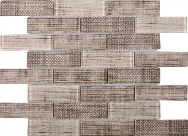 Glass Tile Fabric Print Matte Polished Mix 10.3" x 11.7" - Beige