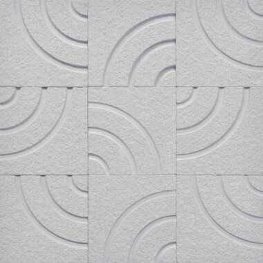 Stone Marble Look Tile Sandstone Circle Design Sand Blasted 4" x 4" - Grey