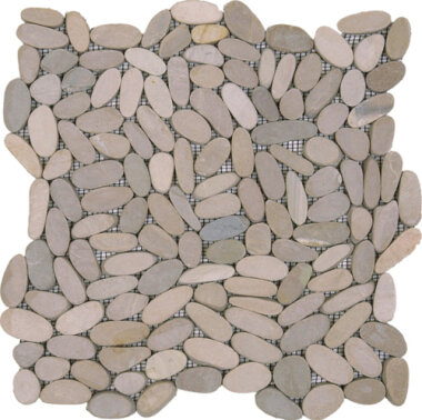 Pebble Sliced Matte Interlocking 12" x 12" - Beige