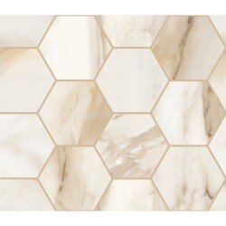 Trumarmi Polished Hexagon 4"x4" Marble Look Tile 12" x 13" - Gold