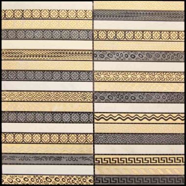 Artistic Golden Line 1 Mosaic Tile - 12" x 12" - Gold, Black