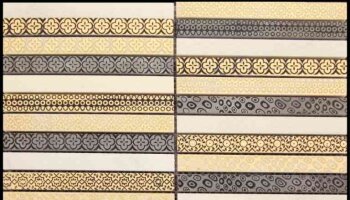 Artistic Golden Line 1 Mosaic Tile - 12