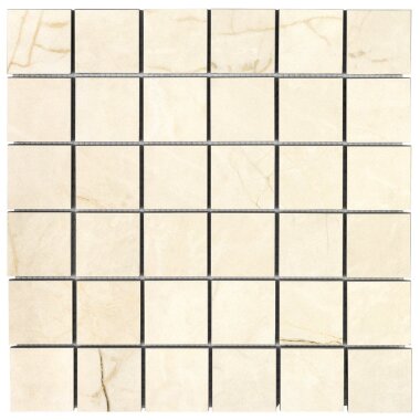 Marmi D'ltalia Mosaic Marble Look Tile 12" x 12" - Ivory Cream