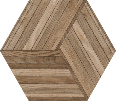 Wooddesign Wood Look Porcelain Tile - Hexagon 16" x 19" - Deck