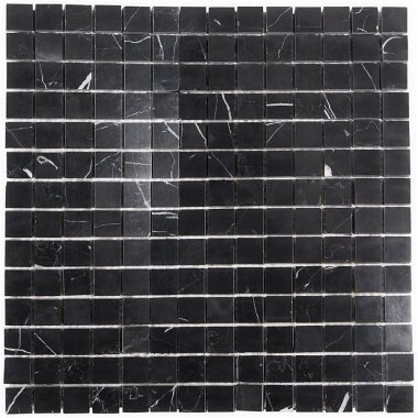 Nero Marquina Mosaic Marble Look Tile 12" x 12" - Nero Marquina