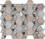 Mix Glass Marble HexagonMosaic Tile 9.8" x 12" - Silver/Grey